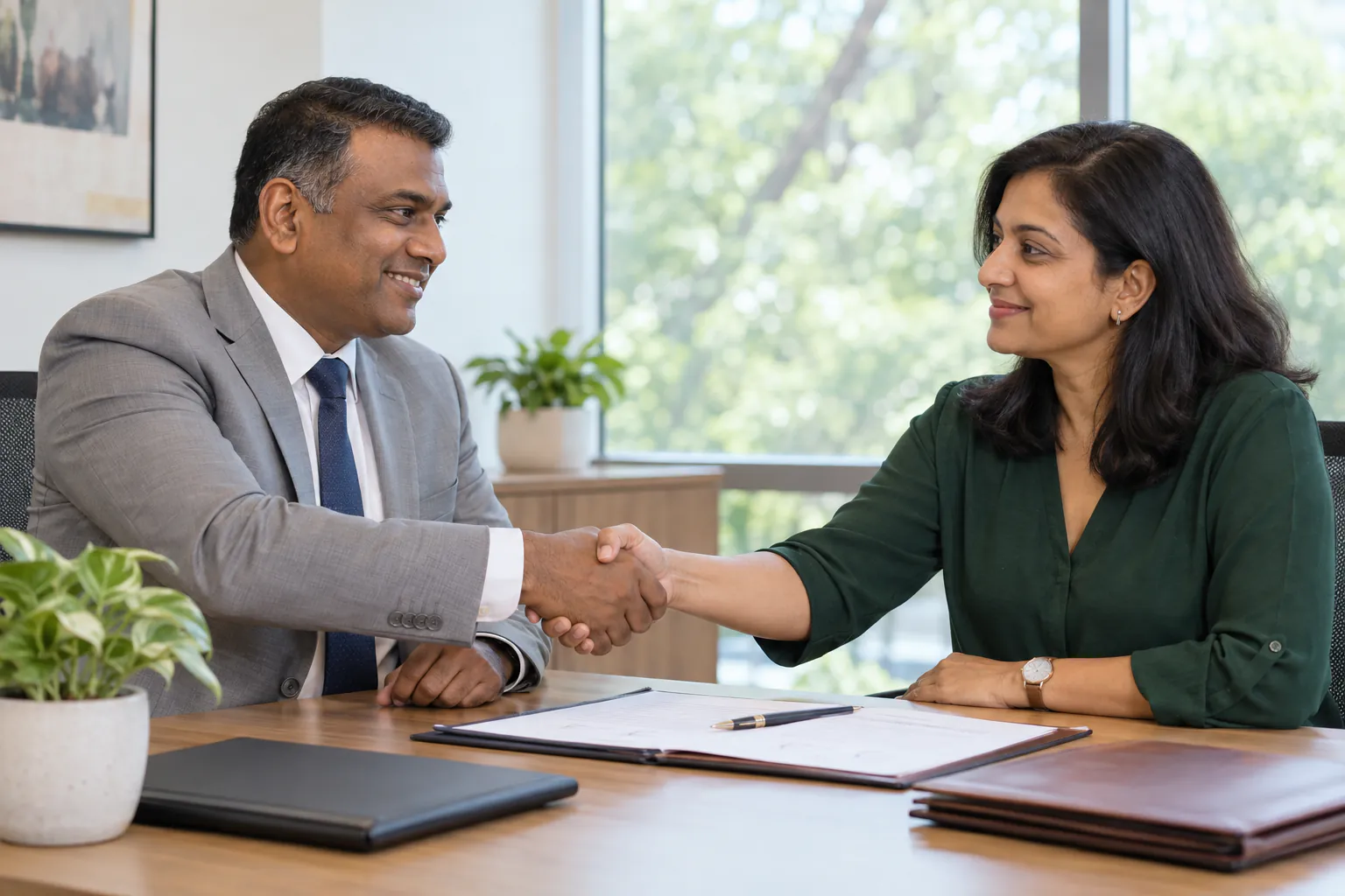 An advisor guiding a couple through a property purchase