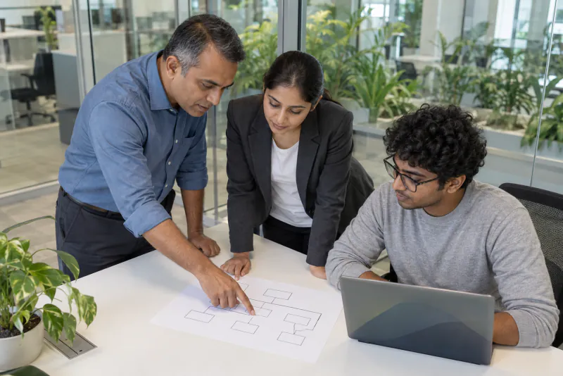 Consultants mapping an organisation structure