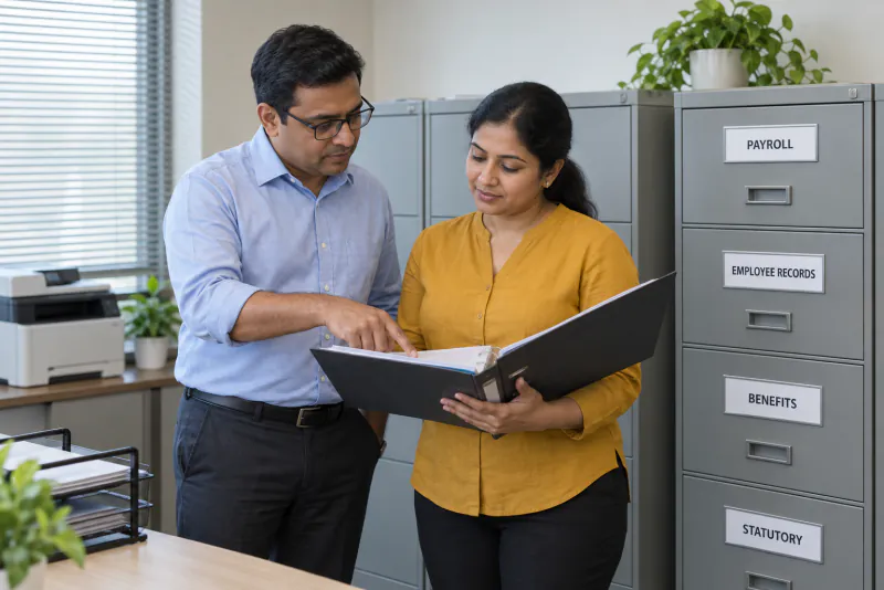 HR records and compliance files being managed